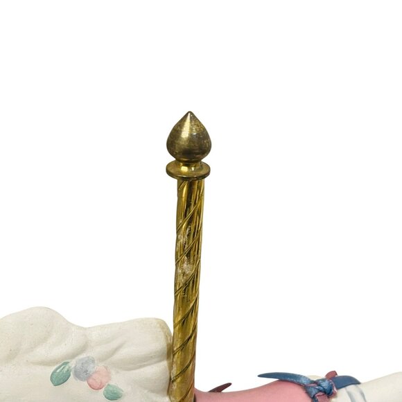 Hoopes  Carousel Horse Figurine Hoopes‎ With Floral Design & Blue Base Signed - Picture 6 of 6